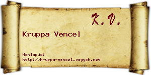 Kruppa Vencel névjegykártya